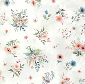 Tricoline estampa digital floral menor provence baby