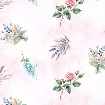 Tricoline estampa digital floral provence baby rosa