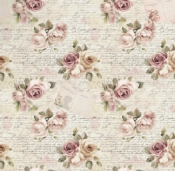 Tricoline estampa digital flores com palavras 