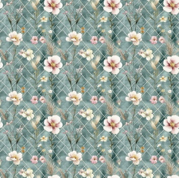 Tricoline estampa digital Marrocan flor verde