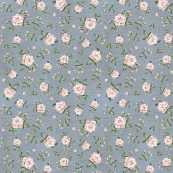 Tricoline estampa digital rosas com escrito 