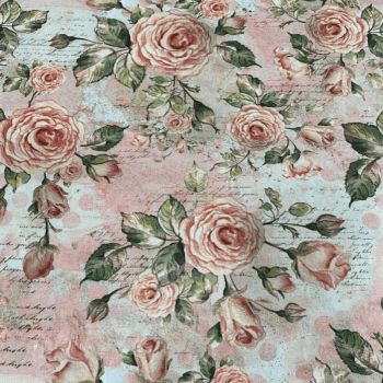 Tricoline estampa digital rosas com fundo salmão 