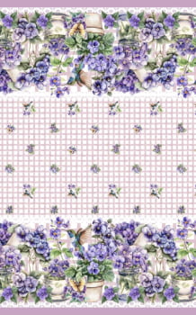 Tricoline estampa digital toalha de mesa violetas