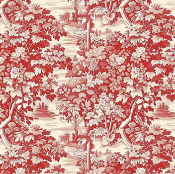 Tricoline estampa digital toile de jouy vintage red