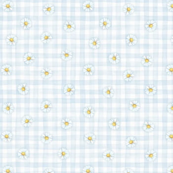 Tricoline estampa digital xadrez aquarela com margaridas 