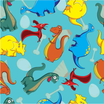 Tricoline estampa digital Dino fundo azul 