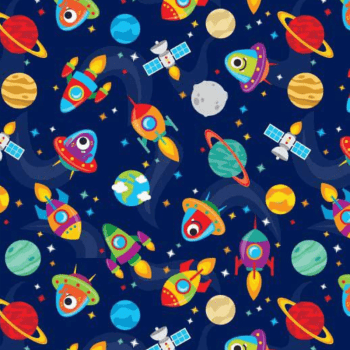 Tricoline estampa digital espacial fundo azul 