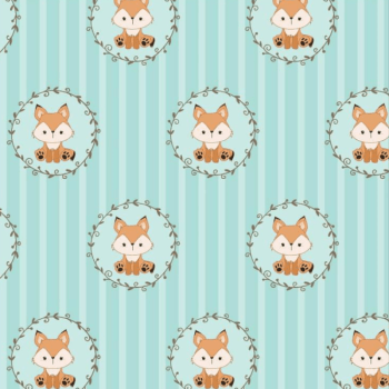 Tricoline estampa digital raposinha fundo tiffany listrado 