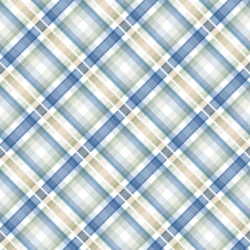 Tricoline estampa digital xadrez blue garden