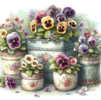 Decalques termocolantes amor perfeito - KIT com 5 decalques variados 