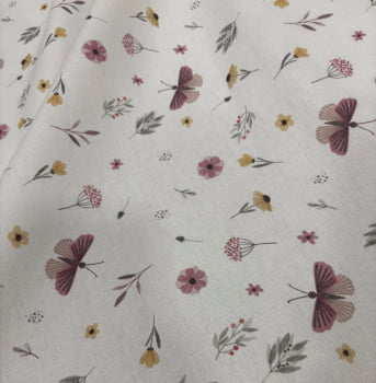 Flanela estampa digital flores e borboletas - CORTES 1,00m x 0,78m Flanela estampa digital flores e borboletas - CORTES 1,00m x 0,78m