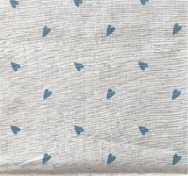 Linho misto coração azul 