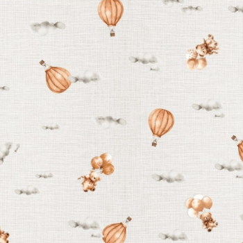 Tecido fralda digital quadriculada balões - CORTES 1,00m x 0,75m  