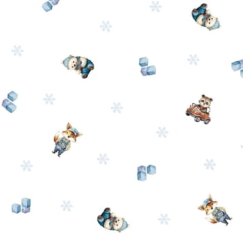 Tecido fralda digital quadriculada bichinhos fofos - CORTES 1,00m x 0,75m  