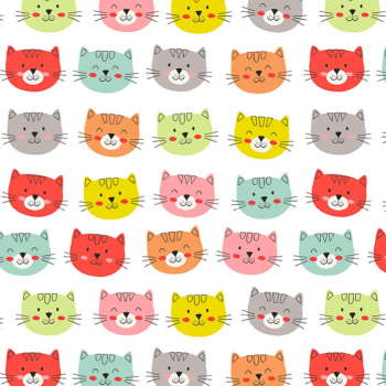 Tricoline estampado carinhas de gatos