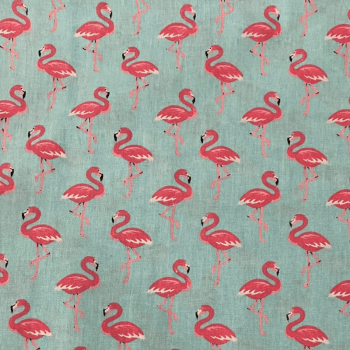 Tricoline estampado flamingo fundo azul 