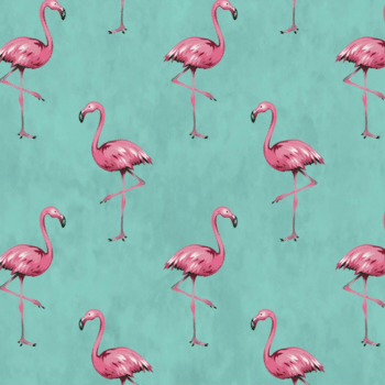 Tricoline estampado flamingo fundo tiffany 