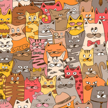 Tricoline estampado gatinhos variados 