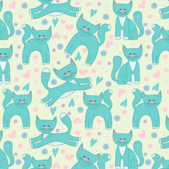 Tricoline estampado gato em várias posições 