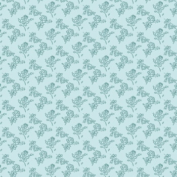 Tricoline estampado floral delicado fundo azul 