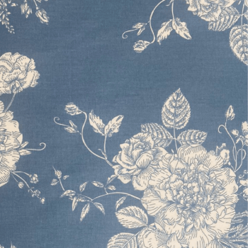 Tricoline estampado flores fundo azul