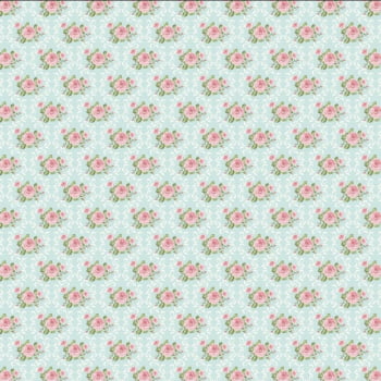 Tricoline estampado rosinhas moldura damask