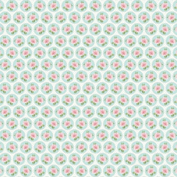 Tricoline estampado rosinhas no círculo 