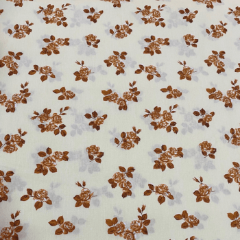 Tricoline estampado vintage roses rosas médias ocre