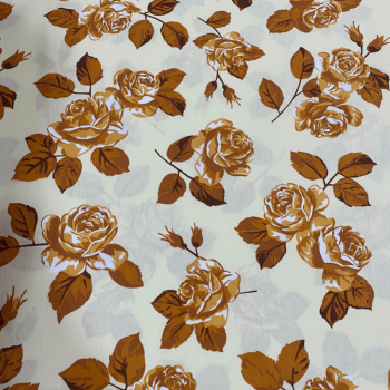Tricoline estampado vintage roses rosas ocre
