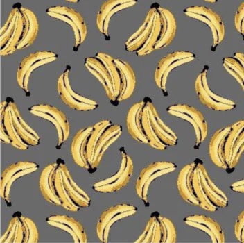 Tricoline estampado banana fundo cinza 