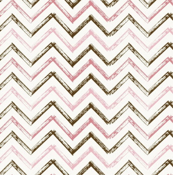 Tricoline estampado chevron rosa e marrom 
