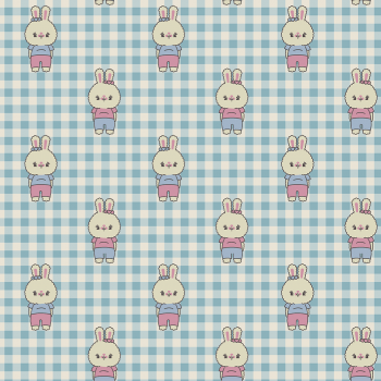 Tricoline estampado coelhinho kawaii azul