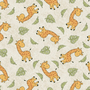 Tricoline estampado girafas fundo bege