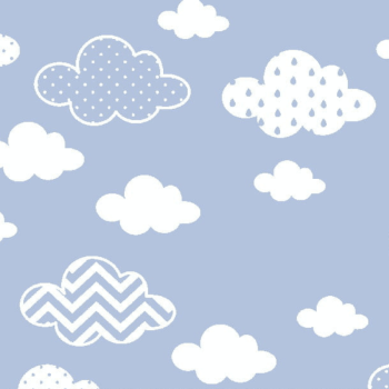 Tricoline estampado nuvem azul 