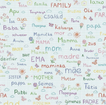 Tricoline estampado palavras família 