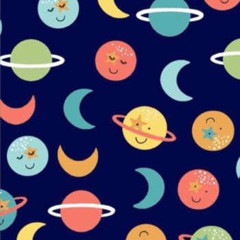 Tricoline estampado planetas fundo azul 