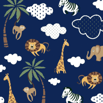 Tricoline estampado safari marinho 
