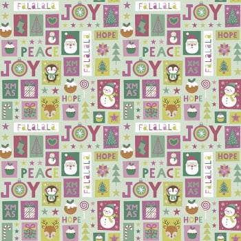 Tricoline estampado Candy christmas joy and peace