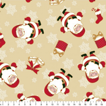 Tricoline estampado papai noel fundo claro 
