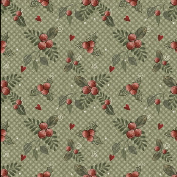 Tricoline estampa digital azevinhos fundo verde 