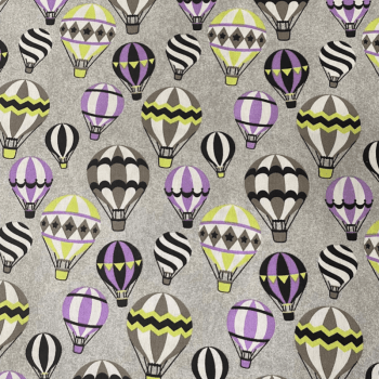 Tricoline estampado balão fundo cinza 