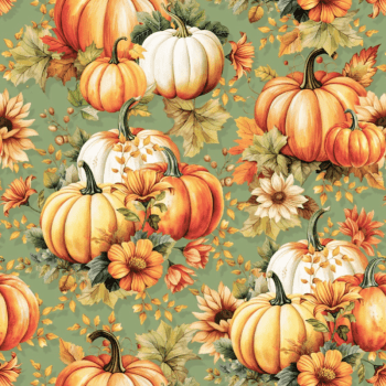 Tricoline estampa digital abóboras fundo verde