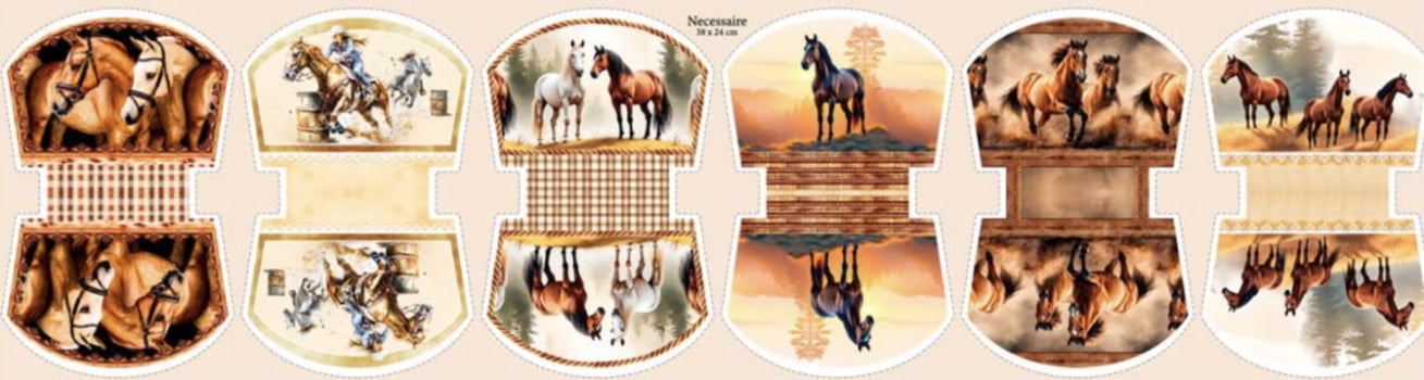 Tricoline estampa digital painel necessaires cavalos