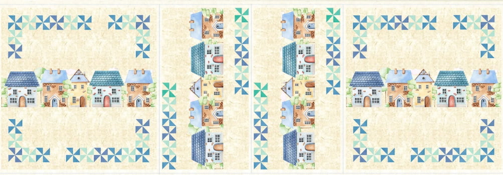 Tricoline estampa digital painel para almofadas casinhas azul