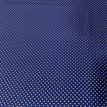 Tricoline estampado bolinhas douradas fundo azul 