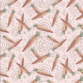 Tricoline estampa digital mini cenouras fundo rosa