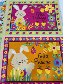 Tricoline estampado americano coelhos no jardim 