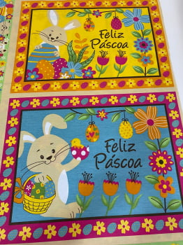 Tricoline estampado americano coelhos no jardim 