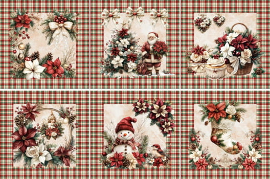 Tricoline estampa digital almofadas natal tradicional 