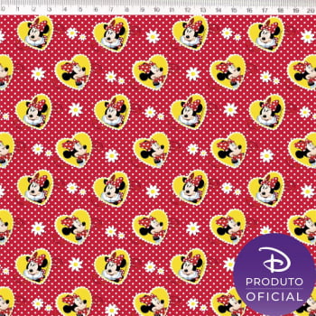 Tricoline estampa digital Minnie e coração 